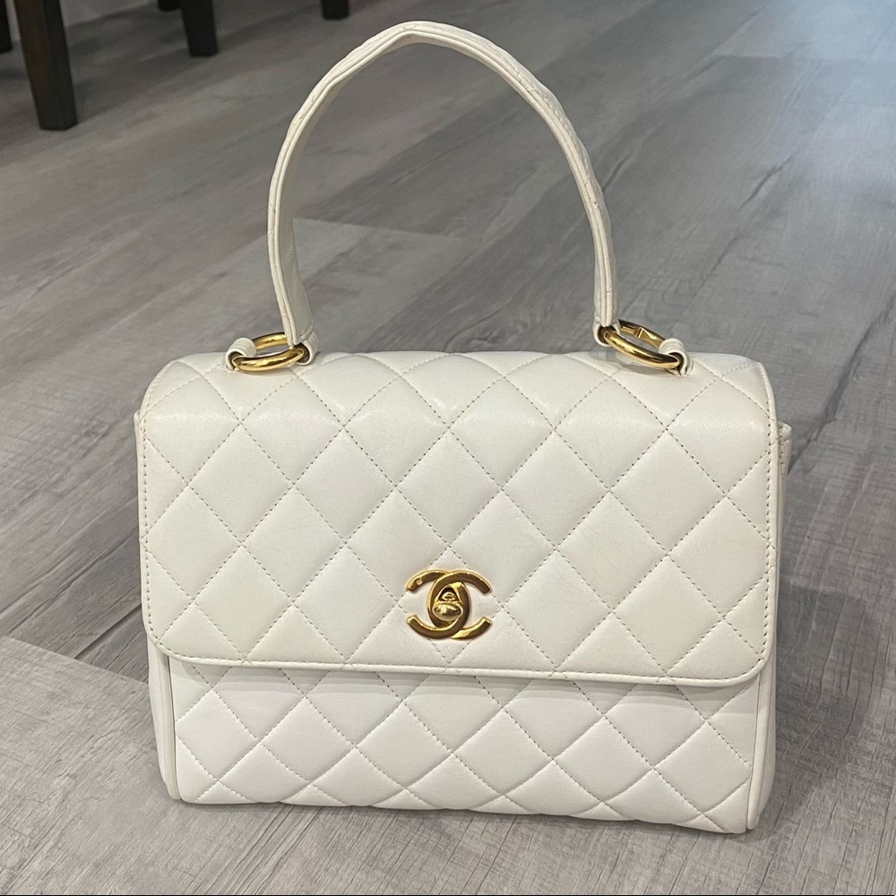 Chanel vintage top handle flap bag with 24K good hardware
